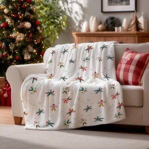 Snow Angel Playful Winter Throw Blanket