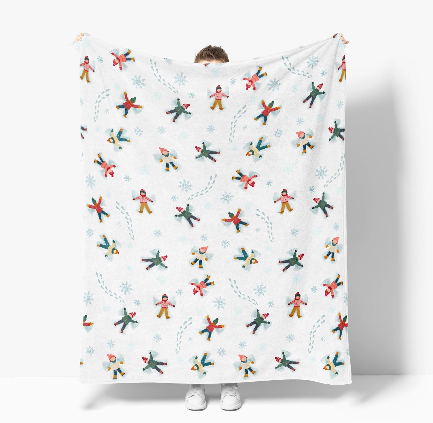 Snow Angel Playful Winter Throw Blanket - Image 3