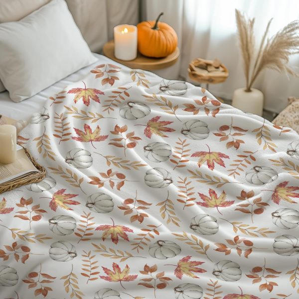 Autumn Pumpkin & Leaf Throw Blanket - Image 4
