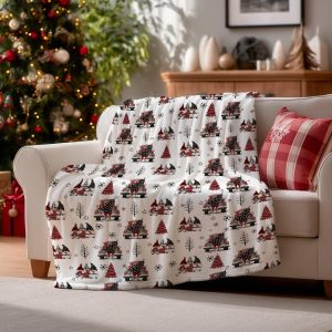 Christmas Holiday Cabin Throw Blanket