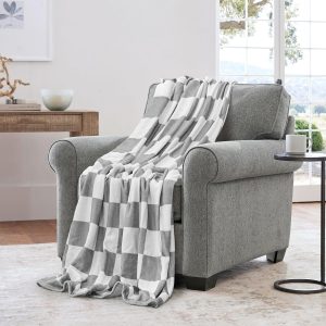 Gray & White Checkered Throw Blanket