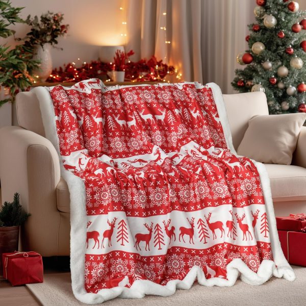 Nordic reindeer and snowflake Christmas blanket - Image 4
