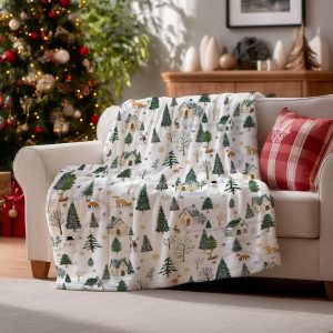 Winter Village Forest Throw Blanket