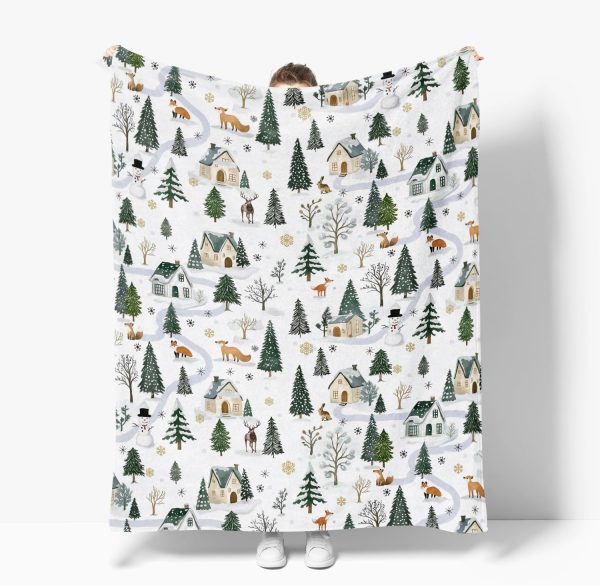 Winter Village Forest Throw Blanket - Image 2