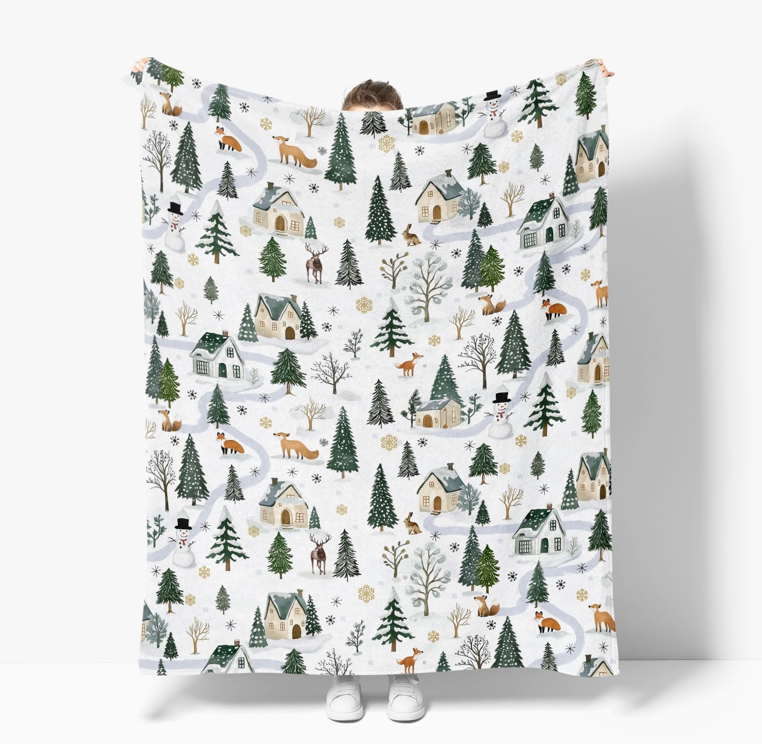 Winter Village Forest Throw Blanket - Image 2