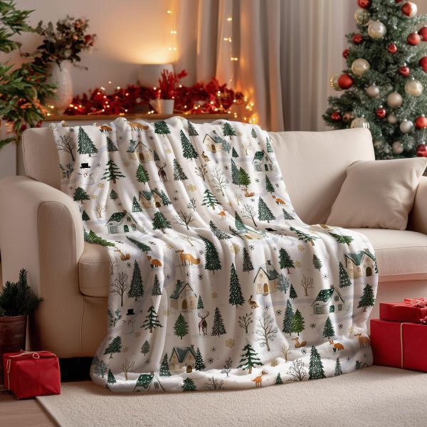 Winter Village Forest Throw Blanket - Image 4