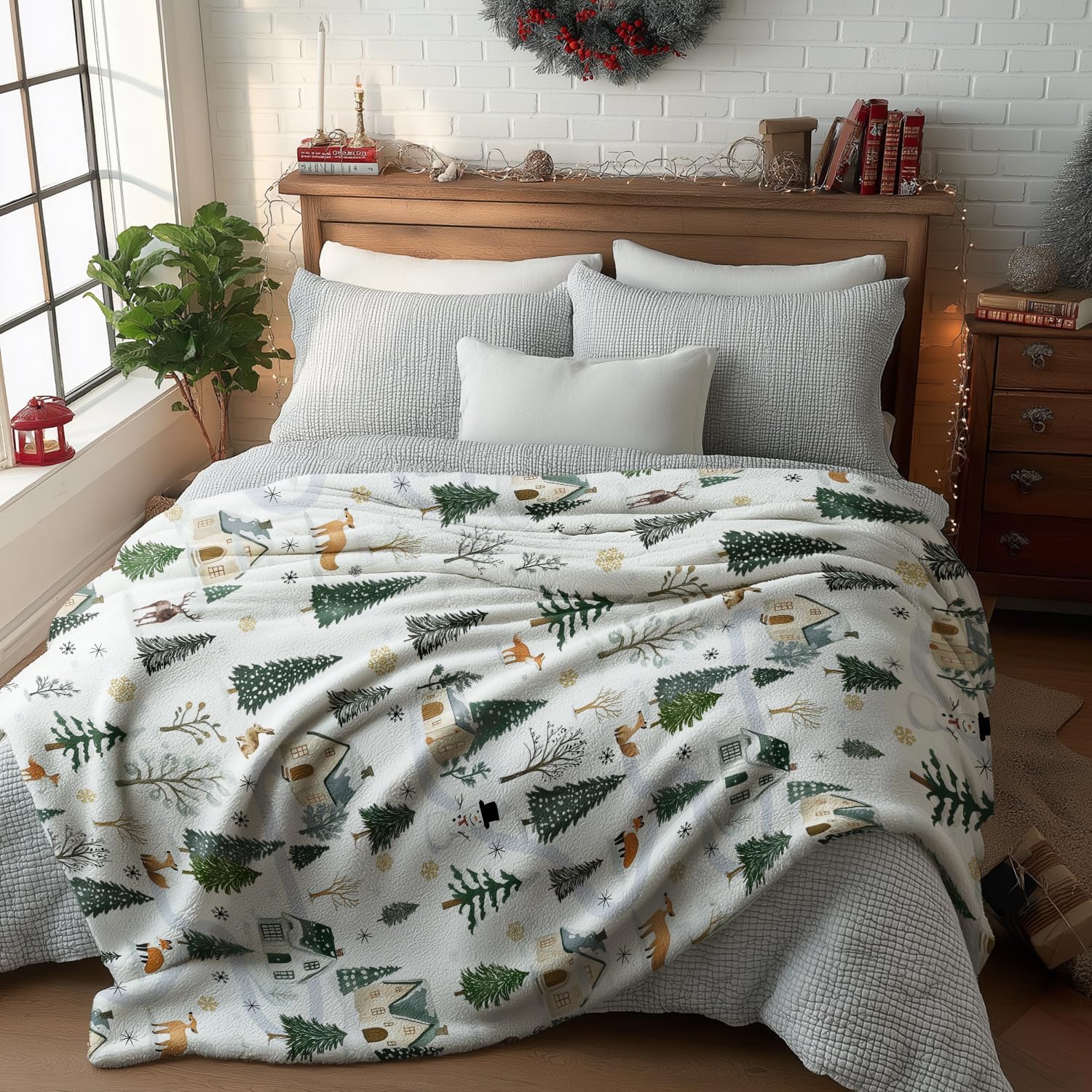Winter Village Forest Throw Blanket - Image 5