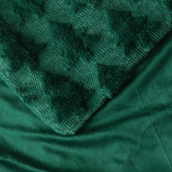 Emerald Green Textured Plush Throw Blanket - Image 2