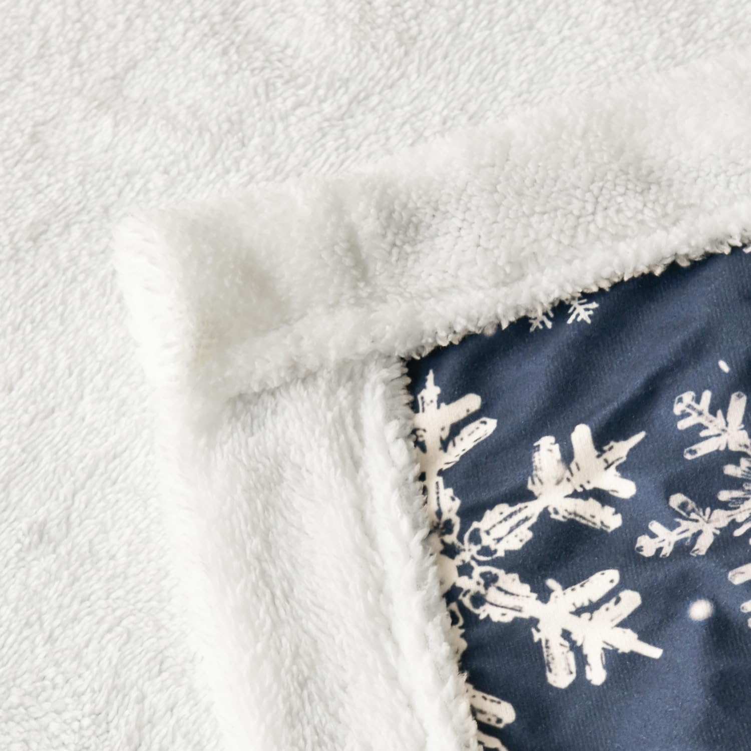 Navy Blue Snowflake Sherpa Throw Blanket - Image 3