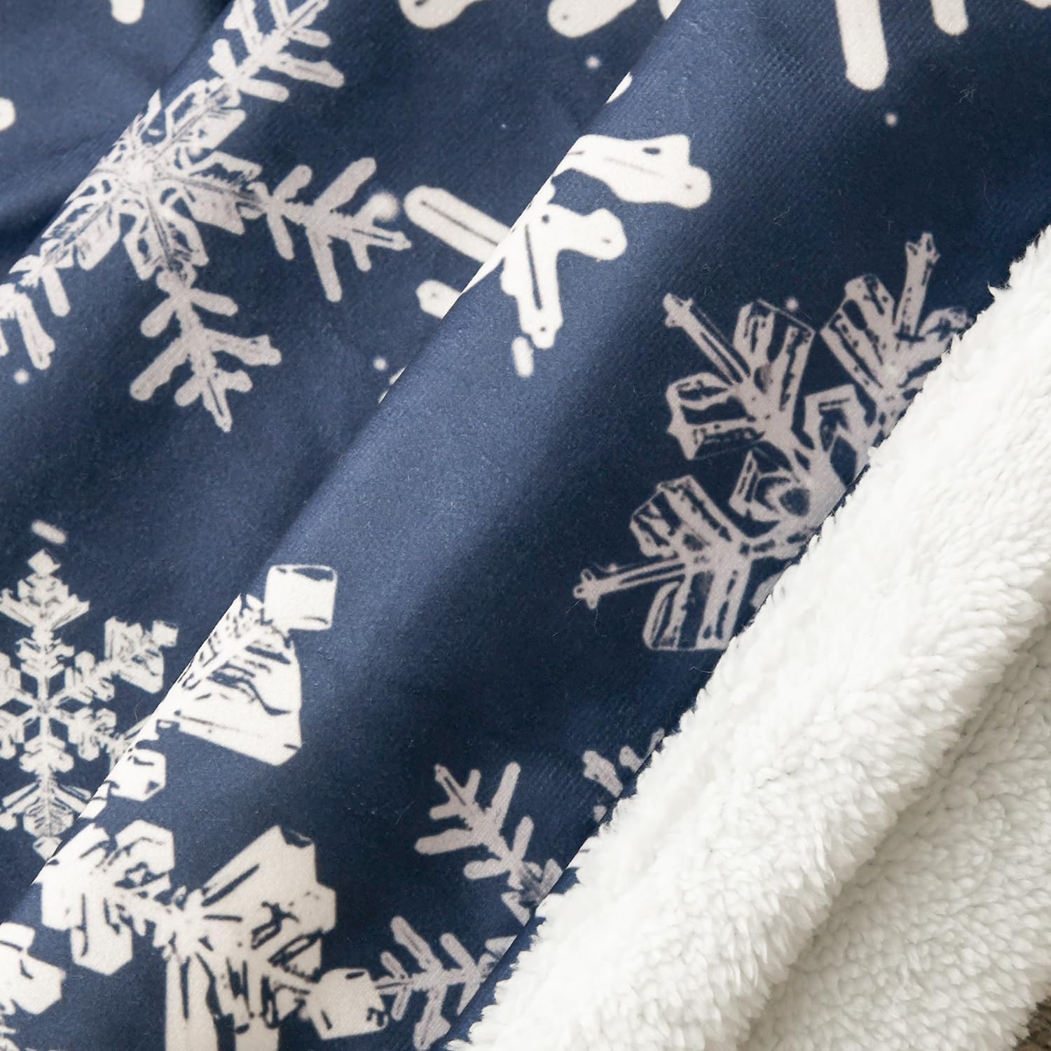 Navy Blue Snowflake Sherpa Throw Blanket - Image 4